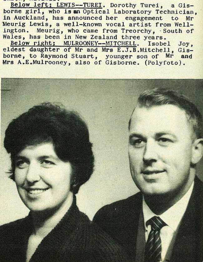 Isobel Joy, eldest daughter of Mr and Mrs E. J. B. Mitchell, Gisborne, to Raymond Stuart, younger son of Mr and Mrs A. E. Mulrooney, also of Gisborne. - GPN89_19611102_016e